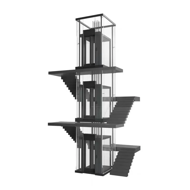 Luxury residential home lift with glass shaft and safety features